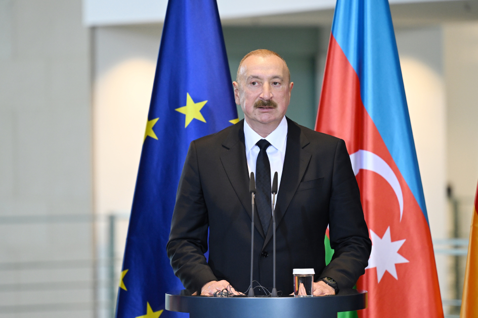President Ilham Aliyev and Federal Chancellor Friedrich Merz make press statements (PHOTO)