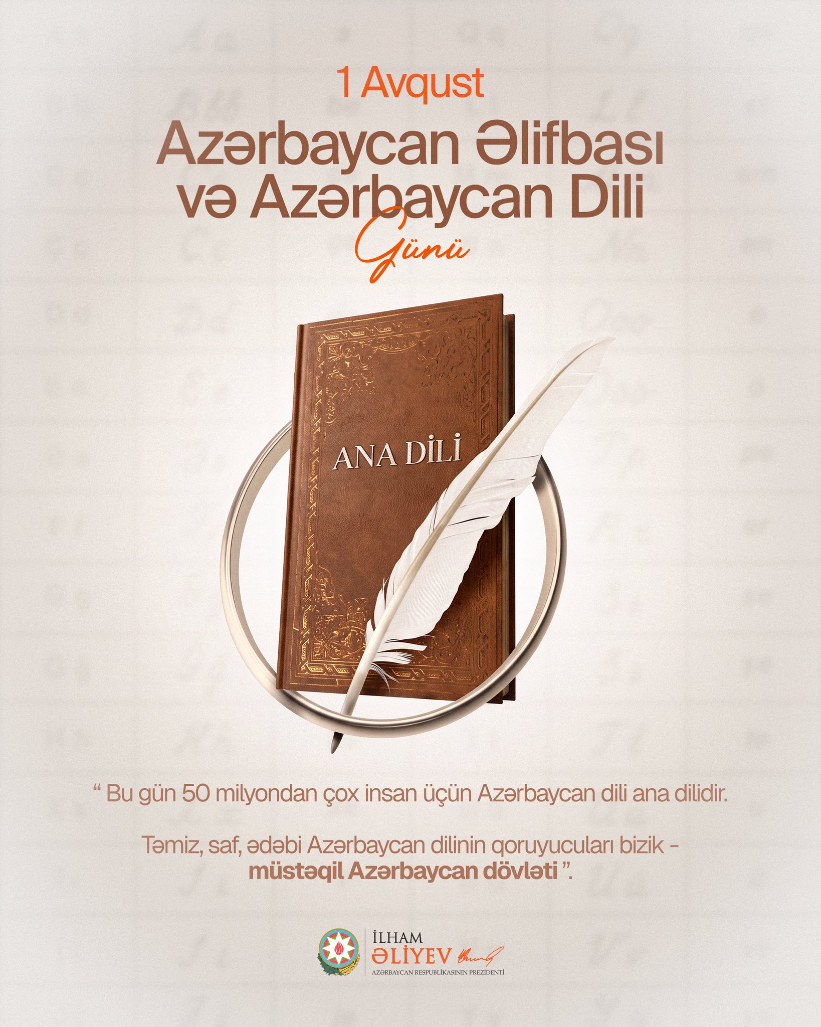 President Ilham Aliyev makes post on August 1 - Azerbaijani Alphabet and Language Day (PHOTO)
