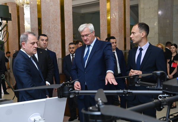 Azerbaijani FM visits exhibition of Ukrainian-made UAVs (PHOTO)