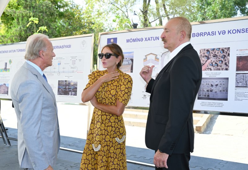 President Ilham Aliyev, First Lady Mehriban Aliyeva review restoration efforts at Momine Khatun Mausoleum in Nakhchivan (PHOTO)