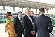 President Ilham Aliyev, First Lady Mehriban Aliyeva view new electric buses and inspect reconstruction progress of railway infrastructure in Nakhchivan (PHOTO/VIDEO)