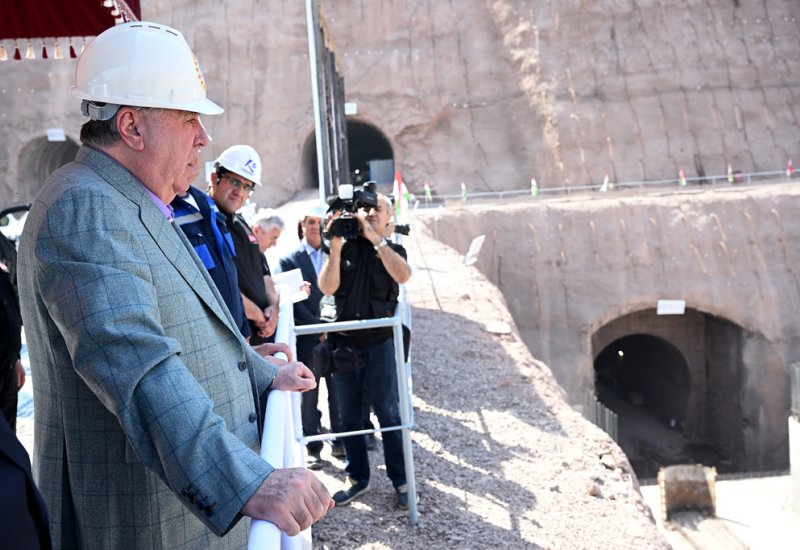 Emomali Rahmon reviews progress of tunnel construction at Rogun HPP
