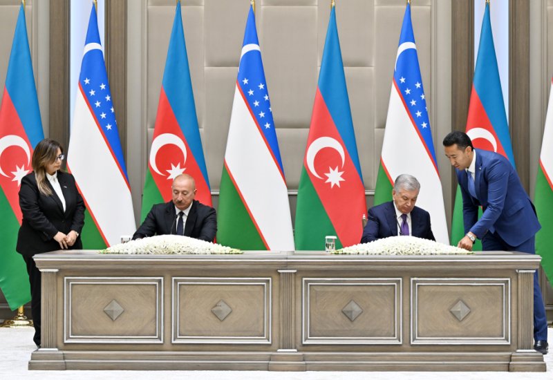 Ceremony for signing and exchanging Azerbaijan–Uzbekistan documents held in Tashkent (PHOTO)