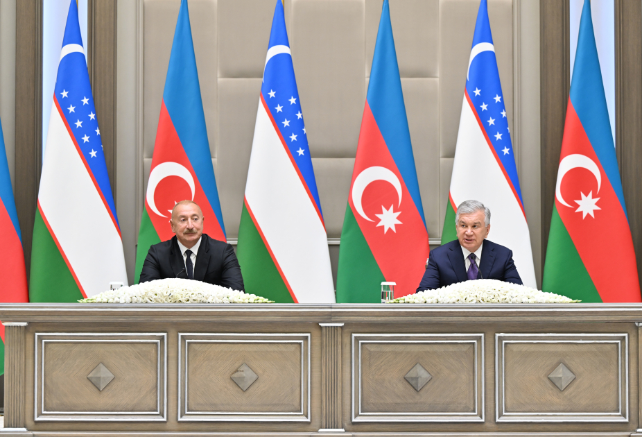 President Ilham Aliyev and President Shavkat Mirziyoyev make press statements (PHOTO/VIDEO)