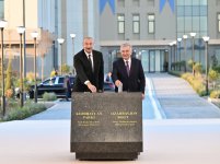President Ilham Aliyev, President Shavkat Mirziyoyev lay foundation stone for “Azerbaijan” Park in New Tashkent (PHOTO)