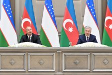 President Ilham Aliyev and President Shavkat Mirziyoyev make press statements (PHOTO/VIDEO)