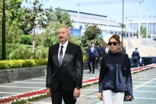 President Ilham Aliyev and First Lady lay flowers at bas-relief of National Leader Heydar Aliyev in Tashkent (PHOTO/VIDEO)