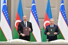 Ceremony for signing and exchanging Azerbaijan–Uzbekistan documents held in Tashkent (PHOTO)