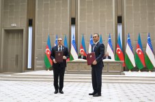 Ceremony for signing and exchanging Azerbaijan–Uzbekistan documents held in Tashkent (PHOTO)