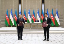 Ceremony for signing and exchanging Azerbaijan–Uzbekistan documents held in Tashkent (PHOTO)