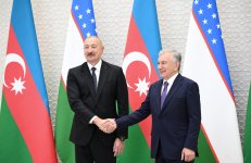 Official welcome ceremony held for President Ilham Aliyev in Tashkent (PHOTO)