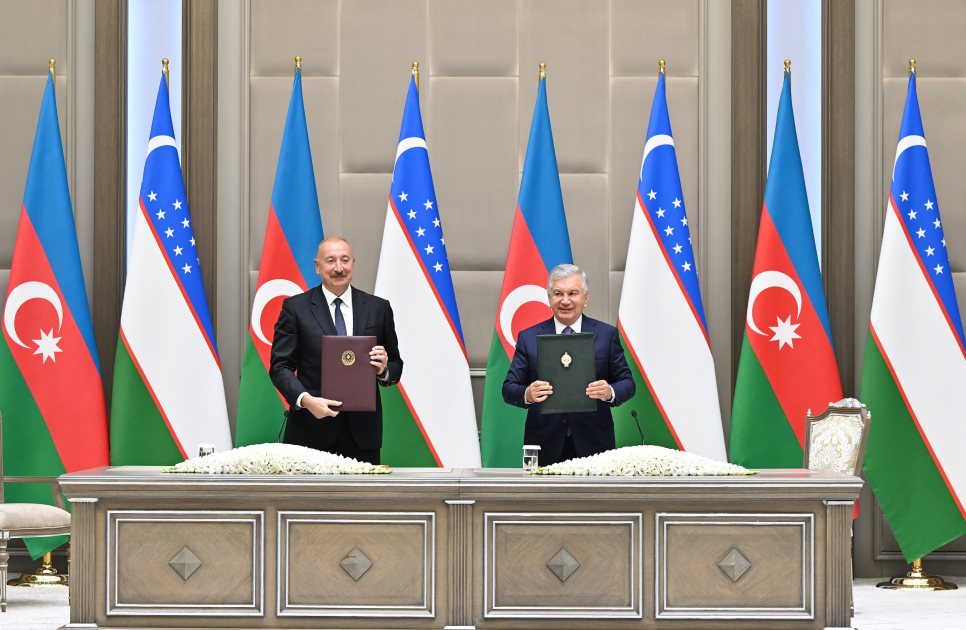 Ceremony for signing and exchanging Azerbaijan–Uzbekistan documents held in Tashkent (PHOTO)
