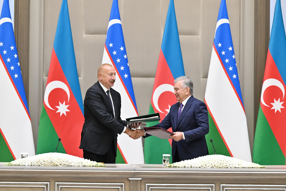 Ceremony for signing and exchanging Azerbaijan–Uzbekistan documents held in Tashkent (PHOTO)