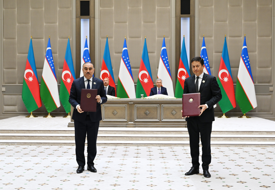 Ceremony for signing and exchanging Azerbaijan–Uzbekistan documents held in Tashkent (PHOTO)