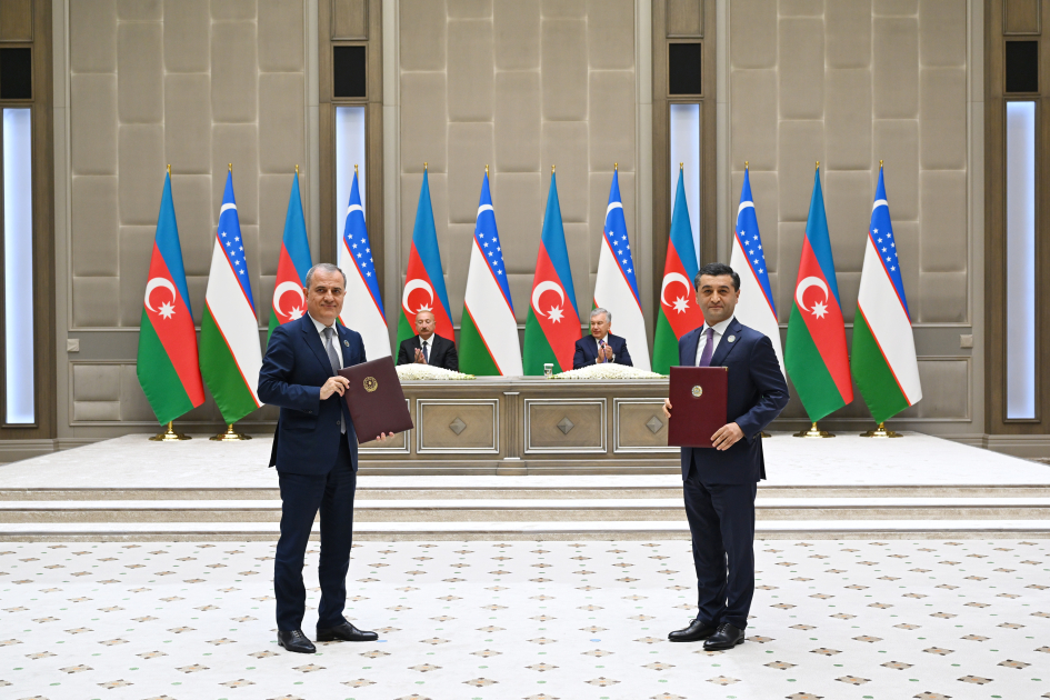 Ceremony for signing and exchanging Azerbaijan–Uzbekistan documents held in Tashkent (PHOTO)