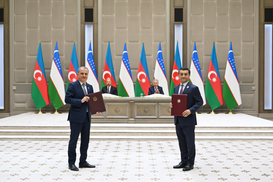 Ceremony for signing and exchanging Azerbaijan–Uzbekistan documents held in Tashkent (PHOTO)