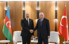 President Ilham Aliyev meets with President Recep Tayyip Erdogan in Bishkek (PHOTO)