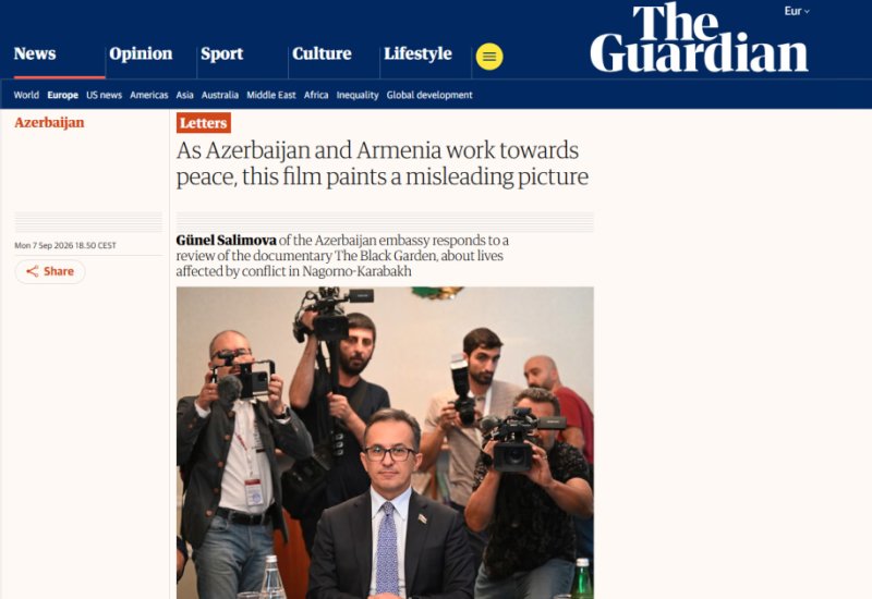 Counsellor at Azerbaijani Embassy in UK sends letter to The Guardian
