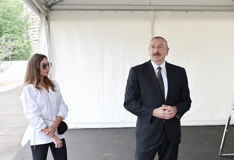 President Ilham Aliyev, First Lady Mehriban Aliyeva inspect conservation works at Pir Omar Sultan shrine in Shamakhi