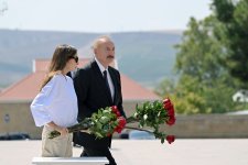 President Ilham Aliyev and First Lady Mehriban Aliyeva arrive in Shamakhi district (PHOTO)