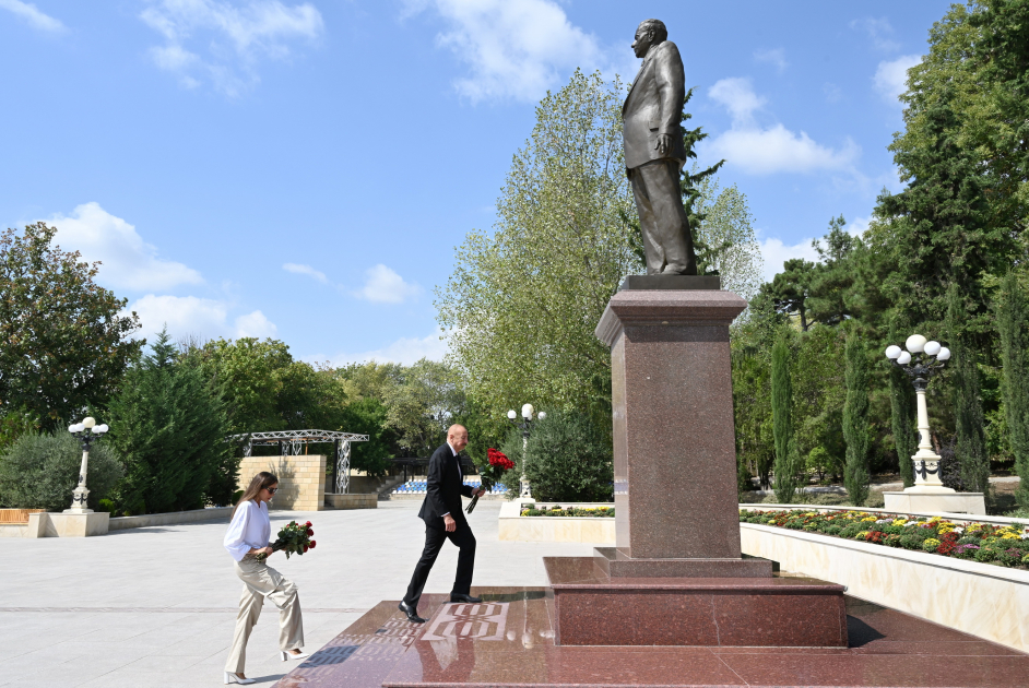 President Ilham Aliyev and First Lady Mehriban Aliyeva arrive in Shamakhi district (PHOTO)