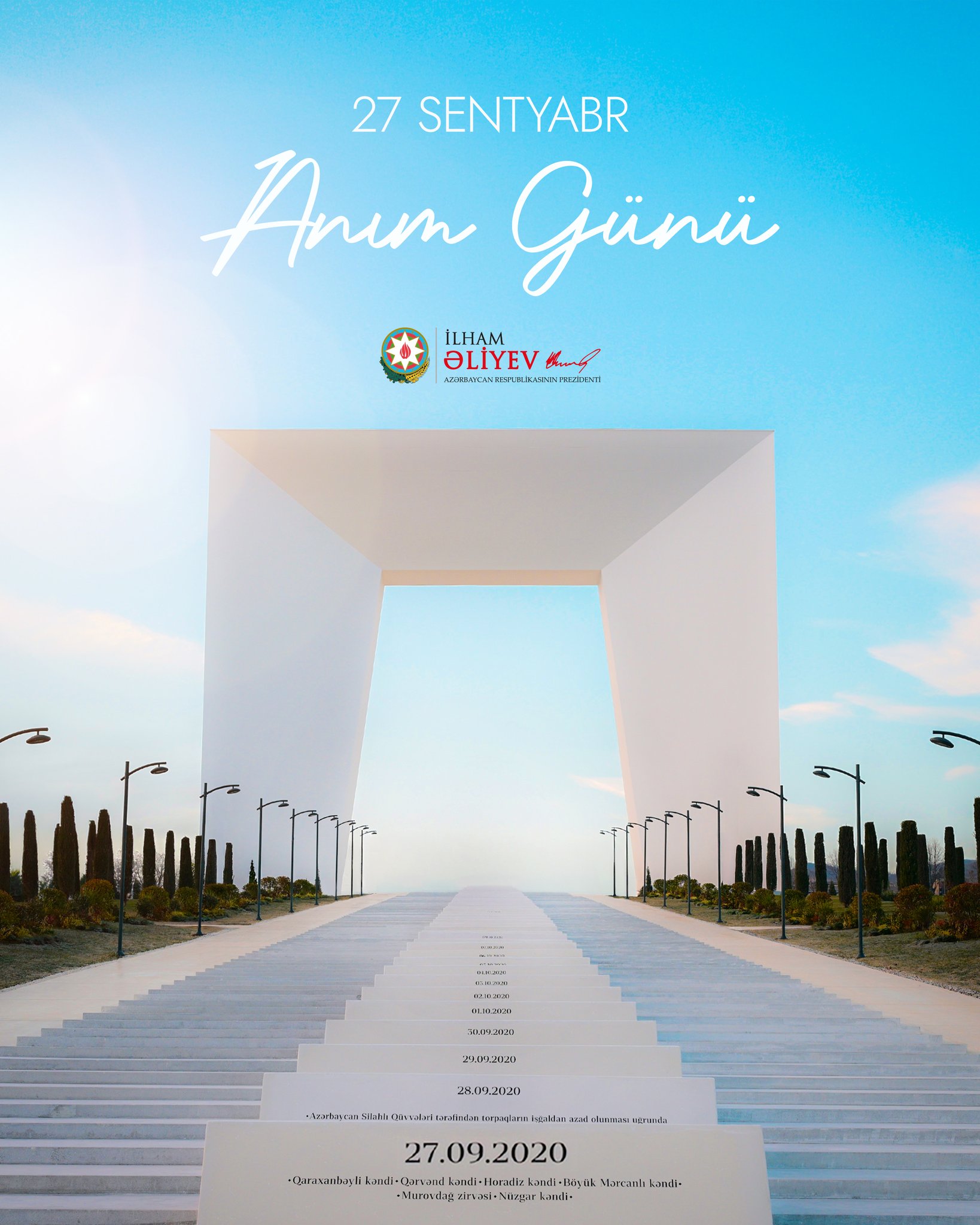 Post on September 27 - Remembrance Day shared on President Ilham Aliyev's social media pages (PHOTO)