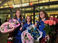 Azerbaijani medalists of Acrobatic Gymnastics World Championships return home (PHOTO)