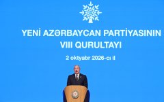 President Ilham Aliyev addresses 8th Congress of New Azerbaijan Party (PHOTO)