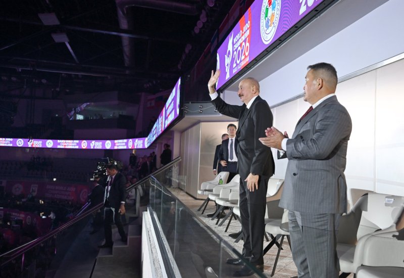 President Ilham Aliyev watches opening ceremony of World Judo Championships