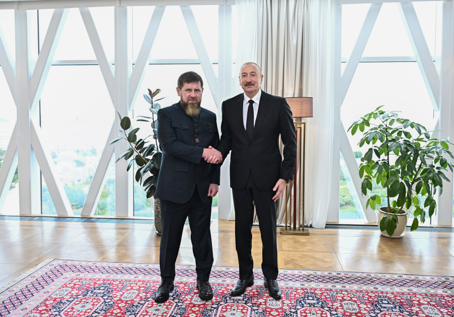 President Ilham Aliyev and Head of Chechen Republic of Russia have lunch together (PHOTO)