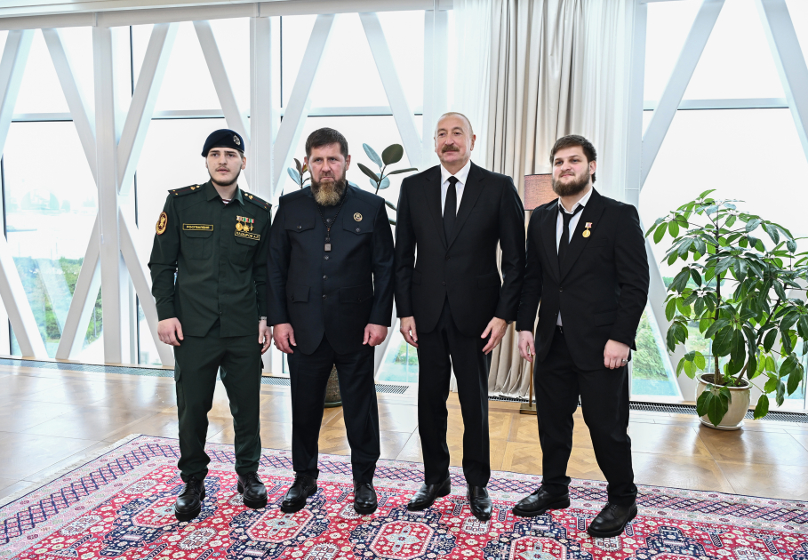 President Ilham Aliyev and Head of Chechen Republic of Russia have lunch together (PHOTO)