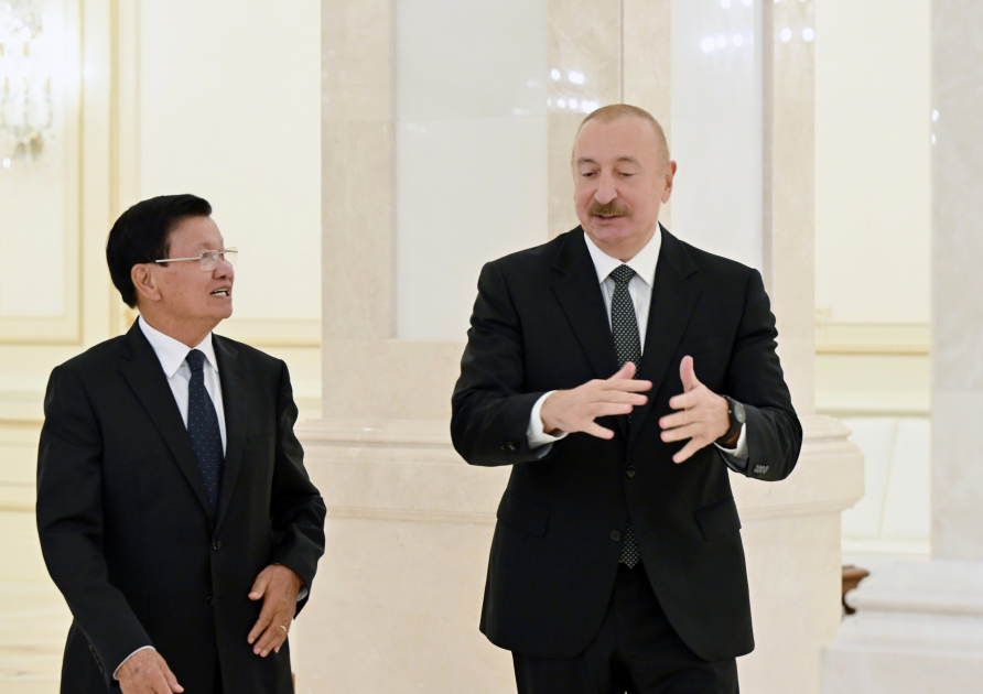 Official luncheon hosted in honor of President of Laos on behalf of President Ilham Aliyev (PHOTO)