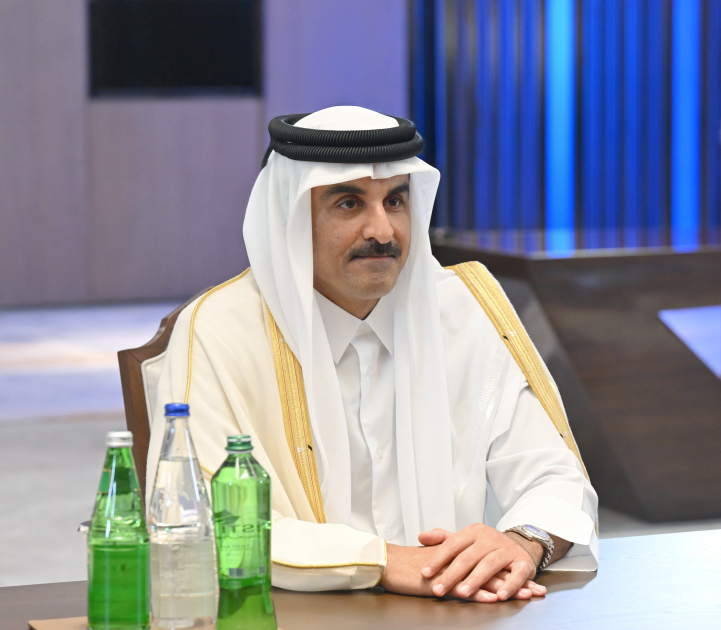President Ilham Aliyev meets with Amir of State of Qatar (PHOTO)