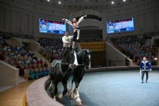 Leyla Aliyeva watches performance of Turkmen iconic Galkynysh national equestrian group in Arkadag city (PHOTO)